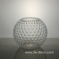 custom transparent embossed ball shape round glass vase